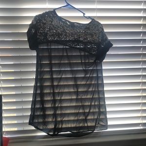 rue 21 sequin black sheer top